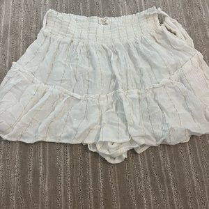 White and gold beachy flowy skirt
